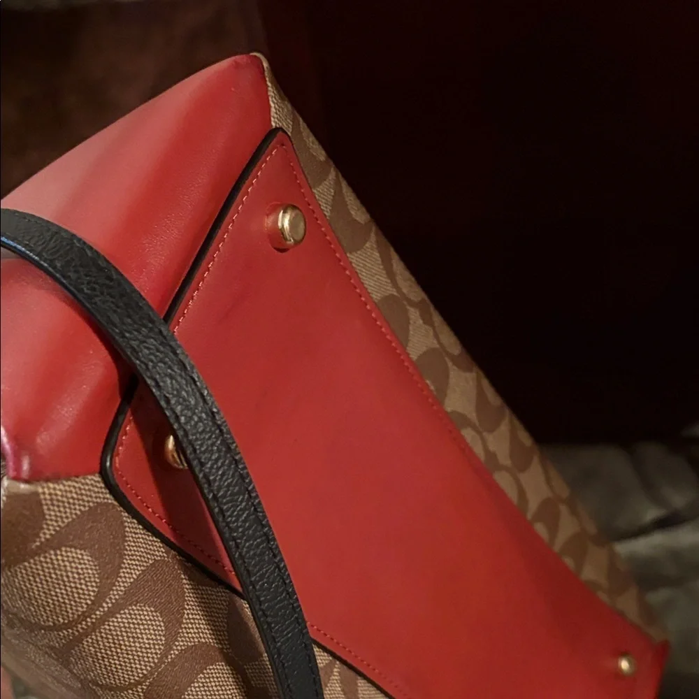 Coach Lilly Carry all Brown and Rust Signature Satchel L2123-9106